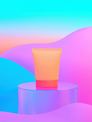 JPG 편집이미지 추상 사람없음 컬러풀 뷰티 화장품 크림 로션 스킨케어 그라데이션 산뜻 튜브용기 편집실사 AI컴퓨터그래픽 AI콘텐츠 컬러 컨셉 무늬 용기_그릇 CG 파일형식