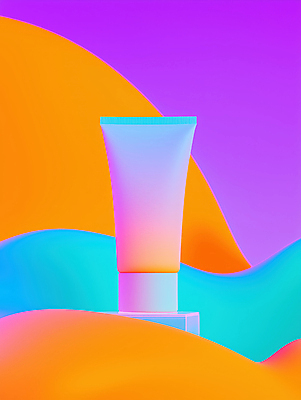 JPG 편집이미지 추상 사람없음 컬러풀 뷰티 화장품 크림 로션 스킨케어 그라데이션 산뜻 튜브용기 편집실사 AI컴퓨터그래픽 AI콘텐츠 컬러 컨셉 무늬 용기_그릇 CG 파일형식