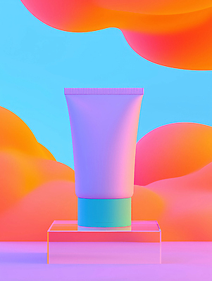 JPG 편집이미지 추상 사람없음 컬러풀 뷰티 화장품 크림 로션 스킨케어 그라데이션 산뜻 튜브용기 편집실사 AI컴퓨터그래픽 AI콘텐츠 컬러 컨셉 무늬 용기_그릇 CG 파일형식