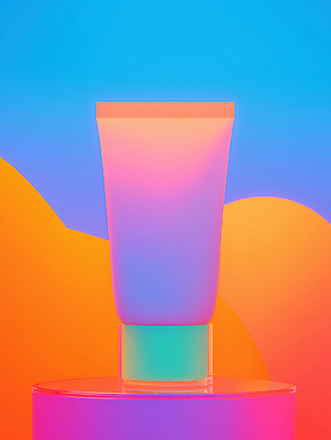 JPG 편집이미지 추상 사람없음 컬러풀 뷰티 화장품 크림 로션 스킨케어 그라데이션 산뜻 튜브용기 편집실사 AI컴퓨터그래픽 AI콘텐츠 컬러 컨셉 무늬 용기_그릇 CG 파일형식