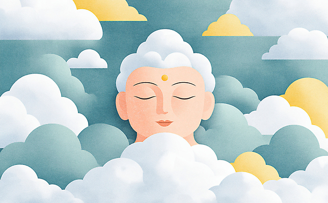 JPG 구름 남자 불교 일러스트 자연 하늘 휴식 한명 성인 평화 눈감음 편안함 명상 힐링 부처 성인남자한명만 국내일러스트 AI일러스트 AI콘텐츠 자연요소 1 종교 컨셉 모션 사람 감각 생태계 남자한명만 성인남자만 파일형식