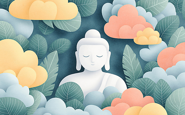 JPG 구름 남자 잎 불교 일러스트 자연 하늘 휴식 한명 성인 평화 편안함 명상 힐링 부처 성인남자한명만 국내일러스트 AI일러스트 AI콘텐츠 자연요소 식물 1 종교 컨셉 사람 감각 생태계 남자한명만 성인남자만 파일형식