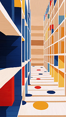 JPG 디자인 패턴 일러스트 상상 추상 책장 사람없음 컬러풀 공간 도서관 모던 국내일러스트 AI일러스트 AI콘텐츠 교육 컬러 가구 무늬 파일형식