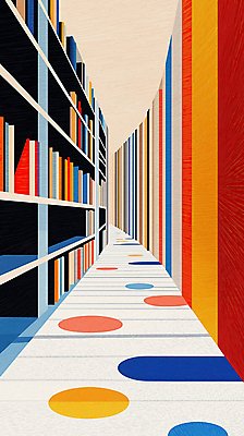 JPG 디자인 패턴 일러스트 상상 추상 책장 사람없음 컬러풀 공간 도서관 모던 국내일러스트 AI일러스트 AI콘텐츠 교육 컬러 가구 무늬 파일형식