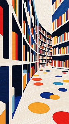 JPG 디자인 패턴 일러스트 상상 추상 책장 사람없음 컬러풀 공간 도서관 모던 국내일러스트 AI일러스트 AI콘텐츠 교육 컬러 가구 무늬 파일형식