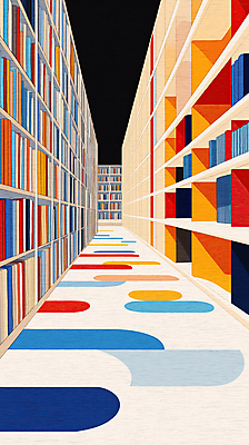 JPG 디자인 패턴 일러스트 상상 추상 책장 사람없음 컬러풀 공간 도서관 모던 국내일러스트 AI일러스트 AI콘텐츠 교육 컬러 가구 무늬 파일형식