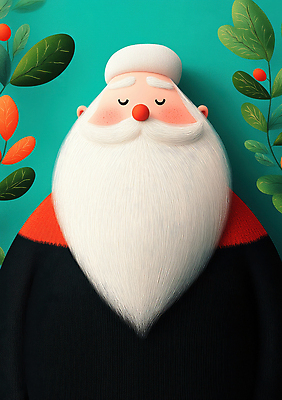 JPG 나무 노년 남자 크리스마스 일러스트 나뭇잎 수염 한명 미소 장식 초록색 산타클로스 평화 눈감음 감사 노인남자한명만 국내일러스트 AI일러스트 AI콘텐츠 식물 1 기념일 감정 컬러 컨셉 잎 모션 표정 사람 성인 남자한명만 노인남자만 파일형식