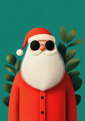 JPG 나무 노년 남자 크리스마스 겨울 일러스트 산타모자 나뭇잎 수염 한명 장식 빨간색 초록색 선글라스 산타클로스 빨간옷 노인남자한명만 국내일러스트 AI일러스트 AI콘텐츠 식물 모자_잡화 1 옷 계절 기념일 안경 컬러 잎 사람 성인 남자한명만 노인남자만 파일형식