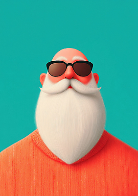 JPG 노년 남자 크리스마스 겨울 일러스트 수염 한명 미소 빨간색 초록색 선글라스 산타클로스 빨간옷 노인남자한명만 국내일러스트 AI일러스트 AI콘텐츠 1 옷 계절 기념일 안경 컬러 표정 사람 성인 남자한명만 노인남자만 파일형식