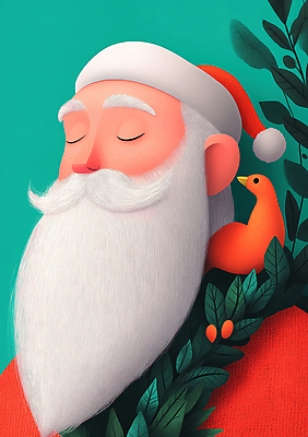JPG 노년 남자 크리스마스 겨울 일러스트 산타모자 조류 휴식 나뭇잎 수염 한명 빨간색 초록색 산타클로스 평화 눈감음 빨간옷 노인남자한명만 국내일러스트 AI일러스트 AI콘텐츠 동물 모자_잡화 1 옷 계절 기념일 컬러 컨셉 잎 모션 사람 성인 남자한명만 노인남자만 파일형식