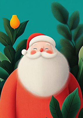 JPG 노년 남자 크리스마스 겨울 일러스트 산타모자 나뭇잎 수염 한명 웃음 빨간색 초록색 산타클로스 빨간옷 노인남자한명만 국내일러스트 AI일러스트 AI콘텐츠 모자_잡화 1 옷 계절 기념일 컬러 잎 표정 사람 성인 남자한명만 노인남자만 파일형식