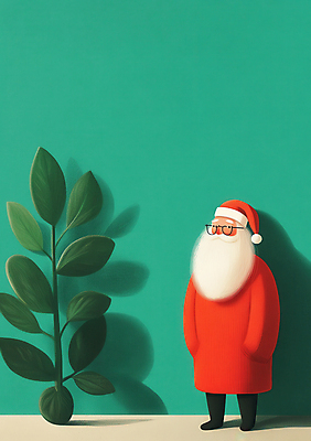 JPG 전신 나무 노년 남자 크리스마스 겨울 일러스트 산타모자 나뭇잎 한명 빨간색 초록색 산타클로스 빨간옷 노인남자한명만 안경낌 국내일러스트 AI일러스트 AI콘텐츠 식물 모자_잡화 1 옷 계절 기념일 안경 컬러 잎 사람 성인 남자한명만 노인남자만 파일형식