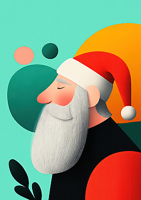 JPG 노년 남자 크리스마스 겨울 일러스트 산타모자 나뭇잎 한명 옆모습 빨간색 초록색 산타클로스 눈감음 빨간옷 노인남자한명만 국내일러스트 AI일러스트 AI콘텐츠 모자_잡화 1 옷 계절 기념일 뷰포인트 컬러 잎 모션 사람 성인 남자한명만 노인남자만 파일형식