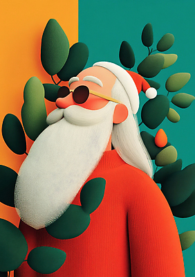 JPG 노년 남자 크리스마스 겨울 일러스트 산타모자 나뭇잎 수염 한명 미소 장식 빨간색 초록색 선글라스 산타클로스 빨간옷 노인남자한명만 국내일러스트 AI일러스트 AI콘텐츠 모자_잡화 1 옷 계절 기념일 안경 컬러 잎 표정 사람 성인 남자한명만 노인남자만 파일형식