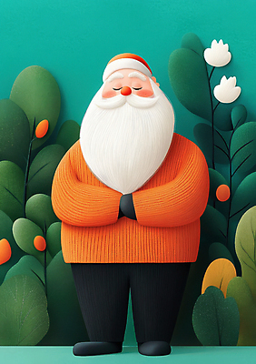JPG 노년 남자 크리스마스 겨울 일러스트 산타모자 나뭇잎 수염 한명 초록색 산타클로스 눈감음 주황색 희망 손모으기 노인남자한명만 국내일러스트 AI일러스트 AI콘텐츠 모자_잡화 1 계절 기념일 감정 컬러 잎 모션 사람 손짓 성인 남자한명만 노인남자만 파일형식