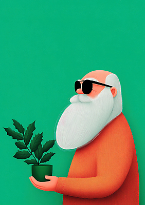 JPG 노년 남자 행복 화분 크리스마스 겨울 일러스트 나뭇잎 수염 한명 들기 빨간색 초록색 선글라스 산타클로스 빨간옷 노인남자한명만 국내일러스트 AI일러스트 AI콘텐츠 1 옷 계절 기념일 감정 안경 컬러 잎 모션 사람 성인 남자한명만 노인남자만 파일형식