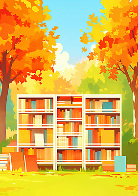 JPG 나무 구름 단풍 일러스트 자연 하늘 단풍나무 책장 풍경 사람없음 책 독서 가을풍경 주황색 가을 도서관 감성 책더미 국내일러스트 AI일러스트 AI콘텐츠 자연요소 식물 계절 교육 컬러 가구 컨셉 잎 생태계 무더기 파일형식 가을_계절