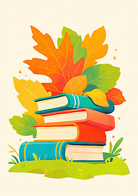 JPG 단풍 잎 일러스트 자연 풍경 잔디 사람없음 책 독서 가을풍경 주황색 가을 풀 감성 책더미 국내일러스트 AI일러스트 AI콘텐츠 식물 계절 컬러 컨셉 생태계 무더기 파일형식 가을_계절