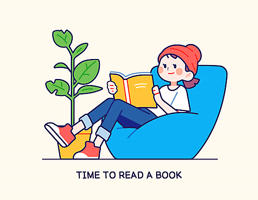 전신 여자 화분 여유 어린이 일러스트 휴식 실내 한명 들기 앉기 소녀 취미 책 소파 독서 노란색 편안함 소녀한명만 국내일러스트 AI파일 1 감정 컬러 컨셉 의자 모션 사람 내부 감각 여자한명만 소녀만 파일형식 벡터