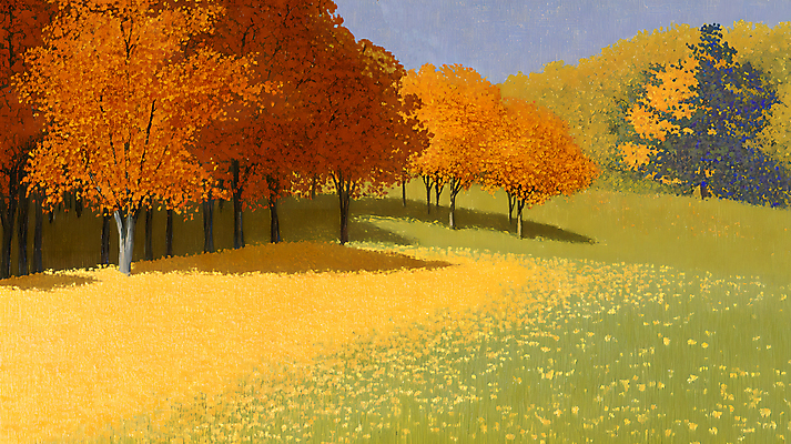 JPG 나무 길 단풍 일러스트 자연 하늘 그림자 사람없음 산책 산책로 가을 숲 국내일러스트 AI일러스트 AI콘텐츠 식물 계절 잎 휴식 생태계 파일형식