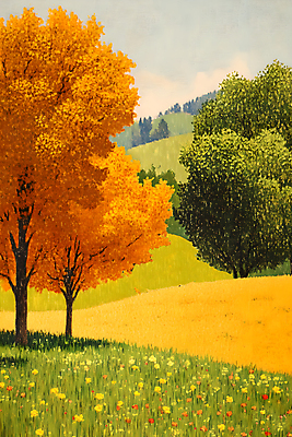 JPG 나무 길 단풍 일러스트 자연 하늘 그림자 사람없음 산책 산책로 가을 숲 국내일러스트 AI일러스트 AI콘텐츠 식물 계절 잎 휴식 생태계 파일형식