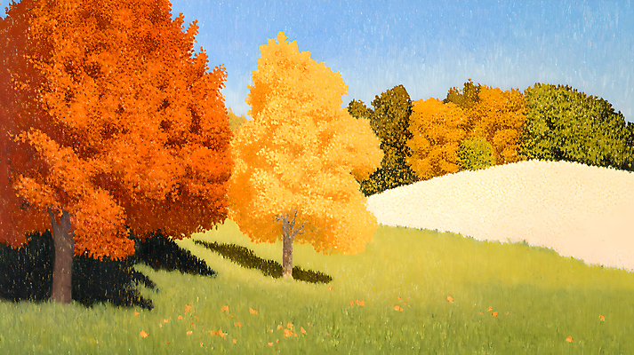 JPG 나무 단풍 일러스트 하늘 잔디 초원 사람없음 가을 숲 국내일러스트 AI일러스트 AI콘텐츠 식물 계절 잎 파일형식