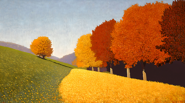 JPG 나무 단풍 일러스트 하늘 잔디 초원 사람없음 주황색 가을 숲 국내일러스트 AI일러스트 AI콘텐츠 식물 계절 컬러 잎 파일형식