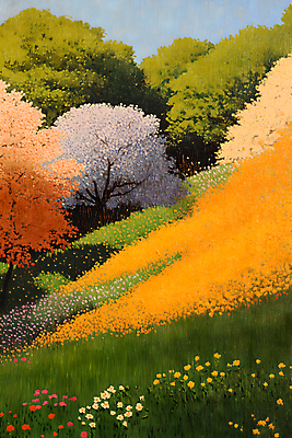 JPG 나무 단풍 일러스트 하늘 잔디 초원 사람없음 가을 숲 국내일러스트 AI일러스트 AI콘텐츠 식물 계절 잎 파일형식