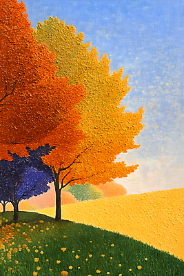 JPG 나무 단풍 일러스트 하늘 잔디 초원 사람없음 가을 숲 국내일러스트 AI일러스트 AI콘텐츠 식물 계절 잎 파일형식