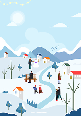전신 나무 커플 여자 남자 어린이 겨울 벤치 일러스트 눈사람 산 주택 들기 앉기 풍경 소녀 소년 여러명 성인 태양 마을 시골 즐거움 눈길 설산 국내일러스트 AI파일 자연요소 식물 계절 감정 길 다수 의자 관계 모션 눈_날씨 사람 건물 파일형식 벡터