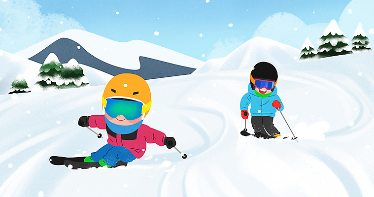 전신 PSD 나무 어린이 겨울 일러스트 스키 겨울스포츠 스키장 두명 파란색 눈 잡기 헬멧 폴 스키고글 어린이만 무릎구부리기 스키타기 설산 국내일러스트 자연요소 식물 계절 스포츠 컬러 포즈 모션 날씨 산 사람 보호장비 스키용품 파일형식