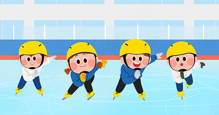 전신 PSD 여자 남자 일러스트 겨울스포츠 숙이기 소녀 소년 여러명 파란색 얼음 스케이트 헬멧 스피드스케이팅 아이스링크 어린이만 국내일러스트 자연요소 어린이 스포츠용품 스포츠 컬러 포즈 다수 사람 스케이팅 보호장비 파일형식