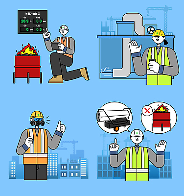 전신 여자 남자 산업 말풍선 일러스트 노동자 안전 여러명 성인 건물 파란색 가리킴 안전모 난로 예방 따봉 산업안전 산업안전캐릭터 점검 방독면 산업근로자 안전조끼 성인만 건설근로자 국내일러스트 AI파일 직업 건축물 컬러 다수 마스크 사람 손짓 최고 헬멧 안전장비 난방기 산업캐릭터 파일형식 벡터