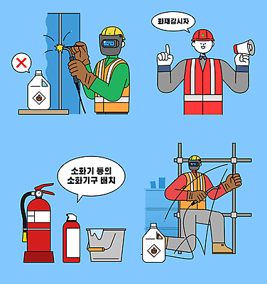 전신 남자 말풍선 일러스트 노동자 안전 상반신 성인 세명 파란색 바구니 확성기 가리킴 잡기 X 위험물 예방 산업안전 산업안전캐릭터 소화기 산업근로자 안전조끼 용접 용접마스크 성인남자만 건설근로자 국내일러스트 AI파일 직업 알파벳 산업 컬러 모션 마스크 사람 손짓 안전장비 위험 소방 산업캐릭터 남자만 성인만 파일형식 벡터