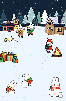 전신 PSD 나무 크리스마스 일러스트 산타모자 눈사람 산타옷 주택 사람없음 선물상자 귀여움 마을 발자국 모닥불 삽 토끼캐릭터 눈굴리기 눈사람만들기 국내일러스트 식물 모자_잡화 옷 기념일 동물캐릭터 컨셉 자국 불 선물 건물 상자 토끼 만들기 굴리기 파일형식