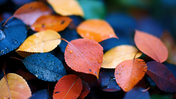 JPG 편집이미지 낙엽 자연 나뭇잎 사람없음 컬러풀 가을 물방울 숲 이슬 편집실사 AI포토 AI콘텐츠 계절 컬러 잎 CG 생태계 파일형식