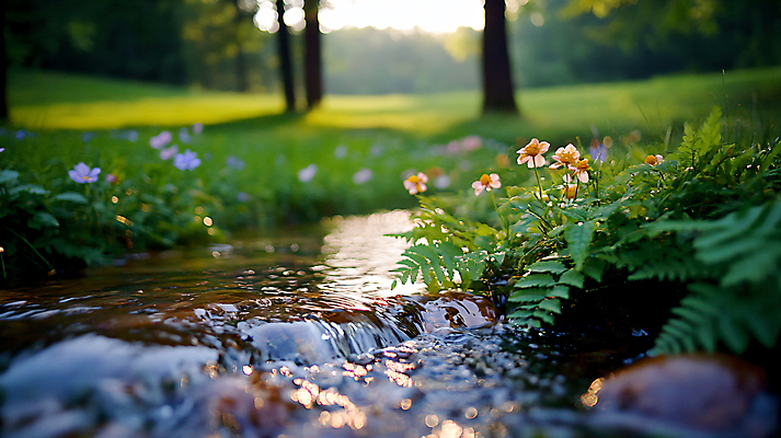 JPG 나무 편집이미지 꽃 잎 사람없음 물 빛 계곡 숲 보케 편집실사 AI포토 AI콘텐츠 자연요소 식물 CG 파일형식