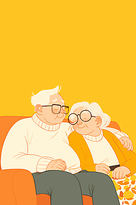 여자 할아버지 노년 남자 행복 할머니 일러스트 휴식 미소 앉기 두명 생활 실버라이프 소파 노란색 눈감음 노부부 기댐 잠 실버 노인만 안경낌 어깨에손 국내일러스트 AI파일 라이프스타일 부부 감정 안경 컬러 컨셉 의자 모션 표정 사람 성인 성인만 파일형식 벡터