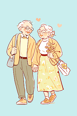 전신 여자 할아버지 노년 남자 꽃 행복 할머니 하늘색 일러스트 웃음 들기 두명 생활 실버라이프 걷기 손잡기 노부부 산책 실버 즐거움 노인만 안경낌 국내일러스트 AI파일 식물 라이프스타일 부부 감정 안경 모션 휴식 표정 사람 성인 파란색 성인만 파일형식 벡터