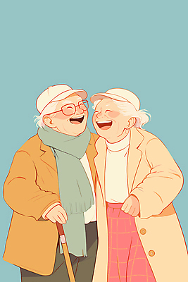 모자 여자 할아버지 노년 남자 행복 할머니 하늘색 일러스트 지팡이 어깨동무 미소 웃음 두명 생활 실버라이프 노부부 목도리 실버 노인만 안경낌 국내일러스트 AI파일 라이프스타일 부부 잡화 감정 안경 포즈 표정 사람 성인 파란색 성인만 파일형식 벡터