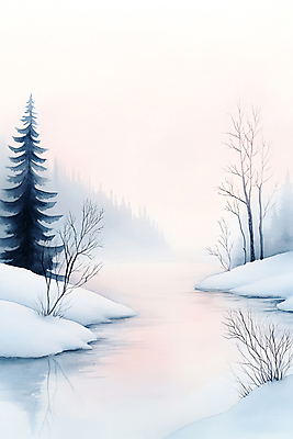JPG 나무 겨울 일러스트 자연 수채화 산 사람없음 파란색 강 노을 나뭇가지 눈 번짐 흐림 쌓인눈 국내일러스트 AI일러스트 AI콘텐츠 자연요소 식물 계절 컬러 날씨 생태계 파일형식 효과
