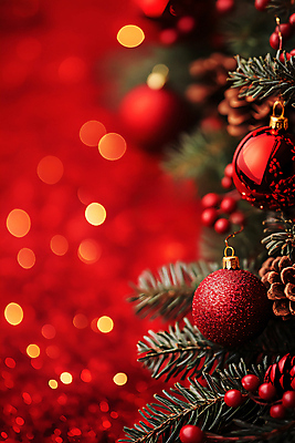 JPG 편집이미지 열매 백그라운드 크리스마스 겨울 사람없음 빨간색 반짝임 보케 솔방울 설렘 오너먼트 편집소스 편집실사 AI포토 AI콘텐츠 식물 계절 기념일 컬러 크리스마스장식 모션 CG 파일형식