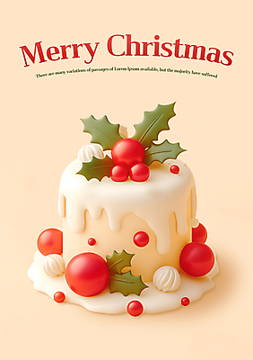 식물 계절 기념일 열매 컬러 크리스마스 3D 케이크 크림 파일형식 잎 베이지색 호랑가시나무열매 겨울 사람없음 생크림 PSD 편집이미지 크리스마스케이크 편집3D 장식