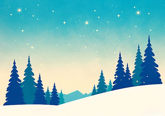 JPG 나무 별 겨울 일러스트 자연 하늘 산 풍경 사람없음 파란색 눈 눈내림 설산 눈덮임 국내일러스트 AI일러스트 AI콘텐츠 자연요소 식물 계절 컬러 컨셉 날씨 눈_날씨 생태계 파일형식