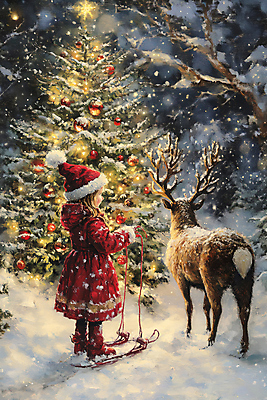 JPG 나무 편집이미지 여자 어린이 크리스마스 겨울 산타모자 사슴 한명 소녀 빛 반짝임 크리스마스트리 루돌프 눈 잡기 야간 숲속 숲 썰매 별장식 조명장식 눈내림 소녀한명만 오너먼트 편집실사 AI인물포토 AI콘텐츠 자연요소 식물 모자_잡화 1 계절 기념일 별 크리스마스장식 포유류 모션 날씨 조명 눈_날씨 사람 장식 CG 여자한명만 소녀만 파일형식 AI포토