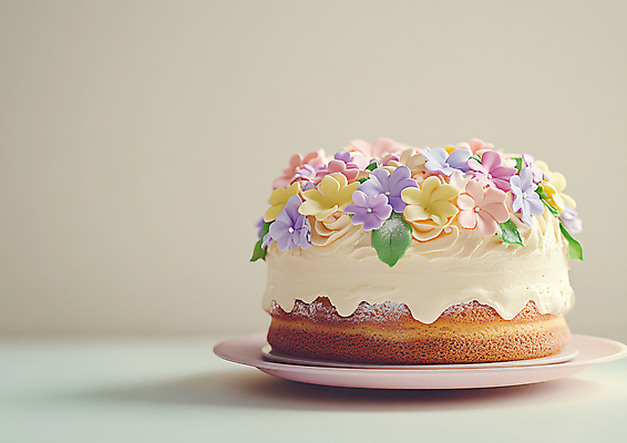 JPG 편집이미지 그릇 꽃 결혼 사람없음 장식 케이크 흐름 축하 생일 화려 디지털합성 파스텔톤 편집실사 AI포토 AI콘텐츠 식물 식기 기념일 컬러 컨셉 디저트 이벤트 CG 파일형식