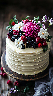 JPG 편집이미지 꽃 결혼 사람없음 장식 케이크 축하 생일 화려 디지털합성 베리 편집실사 AI포토 AI콘텐츠 식물 기념일 컨셉 과일 디저트 이벤트 CG 파일형식