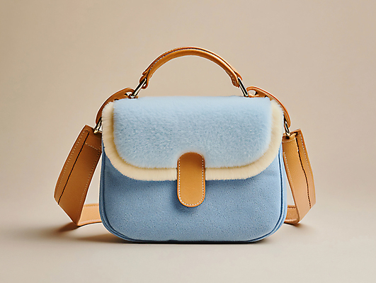 JPG 편집이미지 패션 하늘색 겨울 가방 사람없음 핸드백 디지털합성 오브젝트 패션용품 편집실사 AI포토 AI콘텐츠 잡화 계절 파란색 CG 파일형식