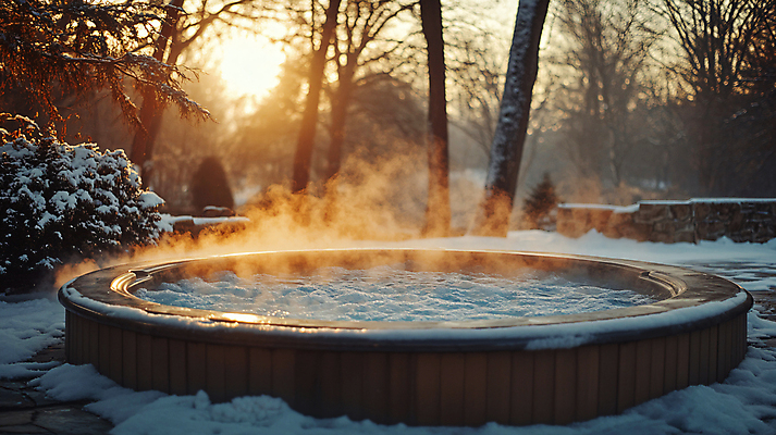 JPG 나무 편집이미지 겨울 따뜻함 사람없음 물 노을 온천 추위 숲 디지털합성 힐링 노천온천 노천탕 눈덮임 편집실사 AI포토 AI콘텐츠 자연요소 식물 계절 컨셉 스파 CG 파일형식
