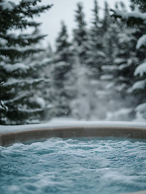 JPG 나무 편집이미지 겨울 따뜻함 사람없음 물 온천 추위 눈 숲 디지털합성 힐링 노천온천 노천탕 눈덮임 편집실사 AI포토 AI콘텐츠 자연요소 식물 계절 컨셉 날씨 스파 CG 파일형식